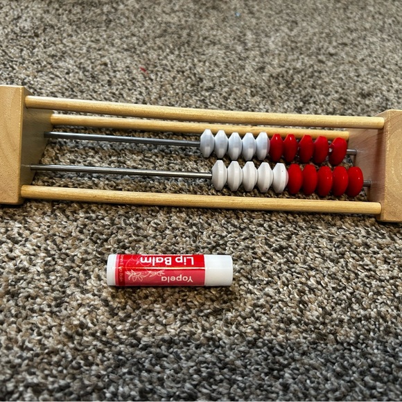 Wooden Abacus with Red and White Beads - Picture 1 of 2